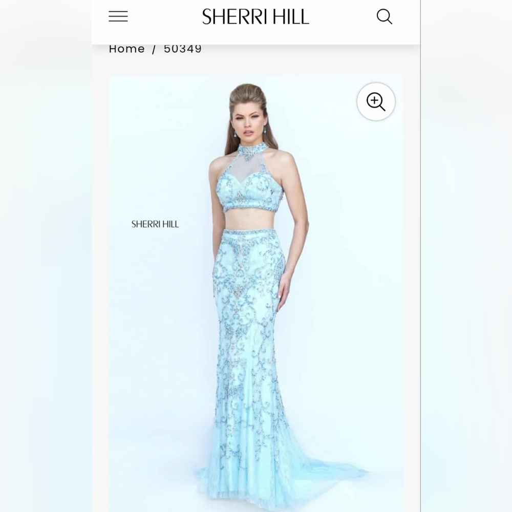 Sherri Hill Light Blue Beaded Gown